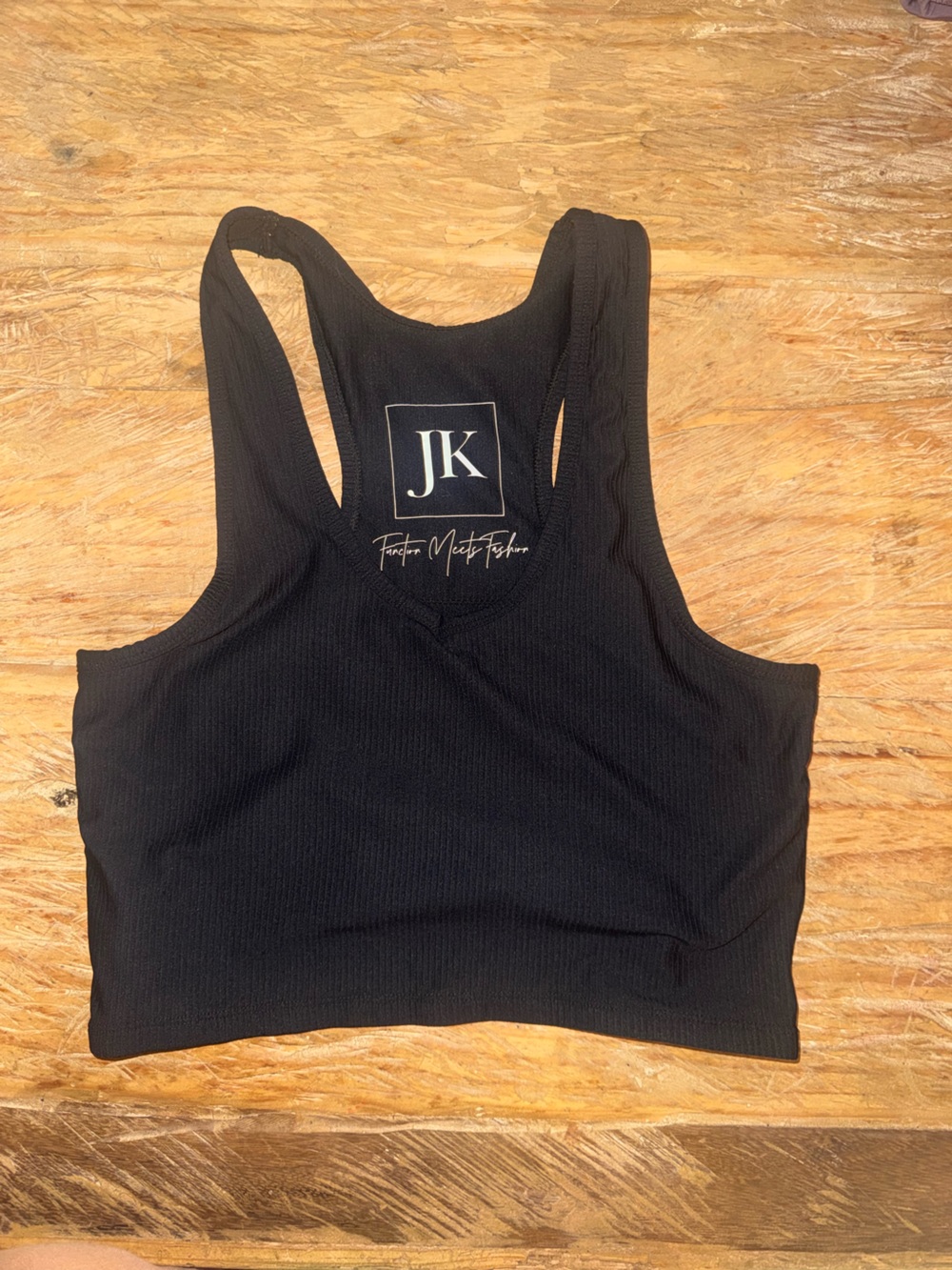 JK Black Ribbed Racerback Crop Tank Top